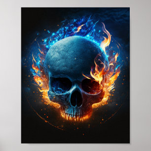 Flaming Skull Poster