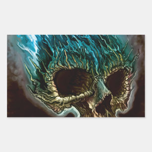 Flaming Skull Rectangular Sticker