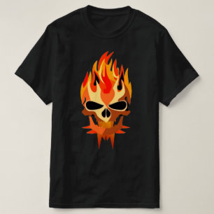 Flaming Skull Rock & Roll Musician Guitarist Camo T-Shirt