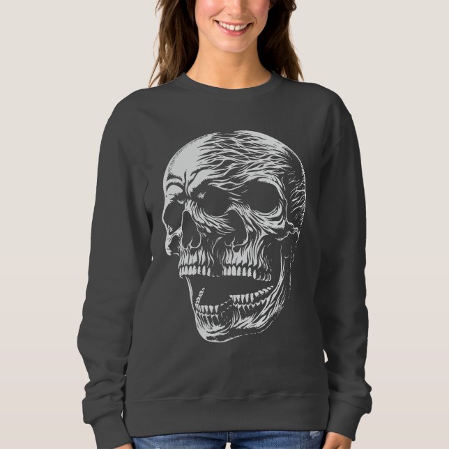 Flaming Skull Scream - Dark Gothic Skull Sweatshirt (Front)