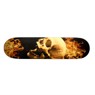 flaming skull skateboard