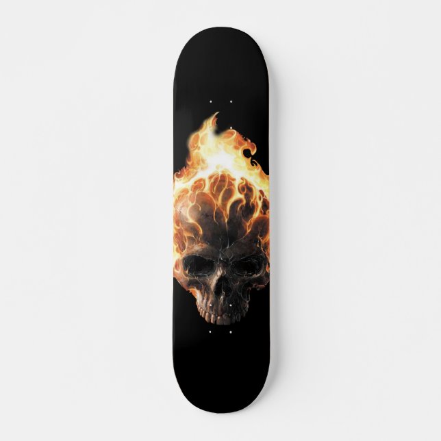 Flaming Skull Skateboard (Front)