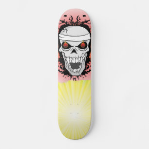Flaming skull skateboard. skateboard