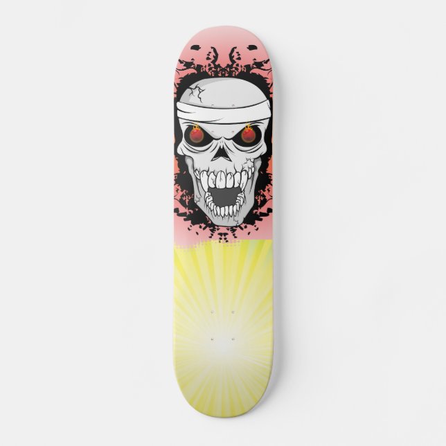 Flaming skull skateboard. skateboard (Front)