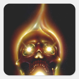 Flaming Skull Square Sticker