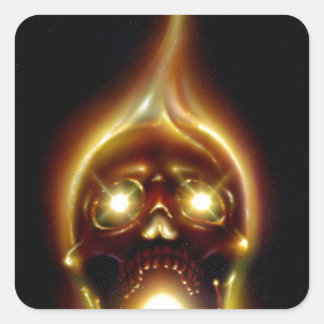 Flaming Skull Square Sticker