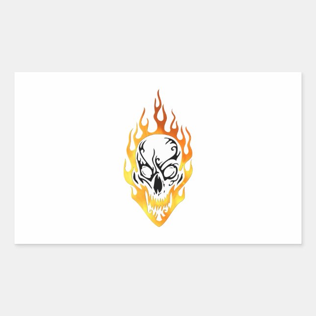 Flaming Skull Tattoo Rectangular Sticker (Front)