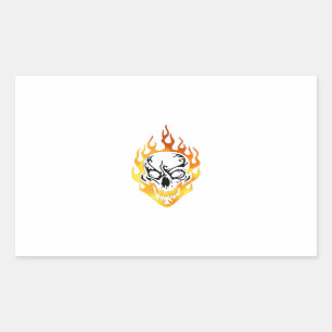 Flaming Skull Tattoo Rectangular Sticker