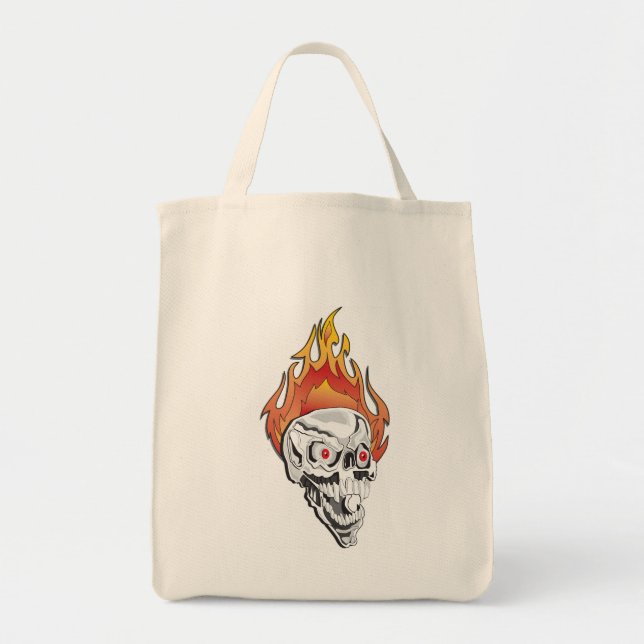 Flaming Skull Tote Bag (Front)