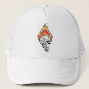 Flaming Skull Trucker Hat