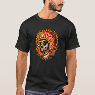 Flaming Skull Vintage Motorcycle Rider Motorbike R T-Shirt