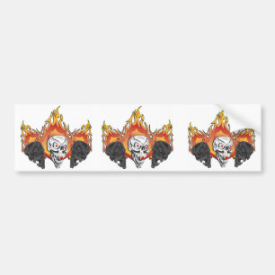 Flaming Skulls Bumper Sticker