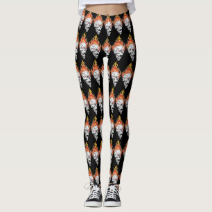 Flaming Skulls Leggings
