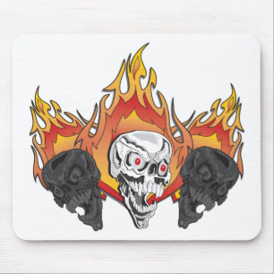 Flaming Skulls Mouse Pad