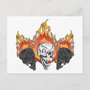 Flaming Skulls Postcard