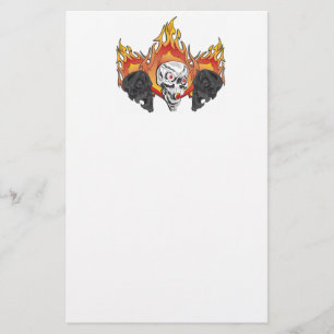 Flaming Skulls Stationery
