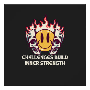Flaming Smiley Face with Skulls – Motivational Inn Poster