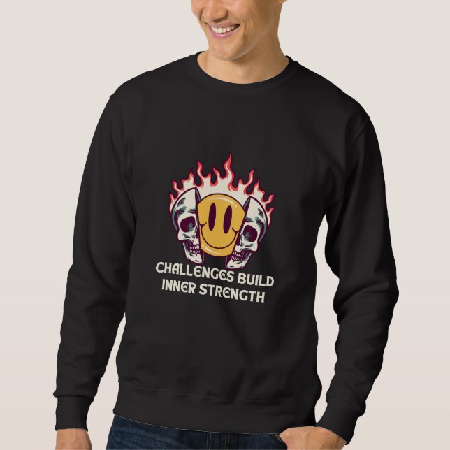 Flaming Smiley Face with Skulls – Motivational Inn Sweatshirt (Front)