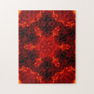 Flaming Snowflake Orange Gradient Kaleidoscope Jigsaw Puzzle