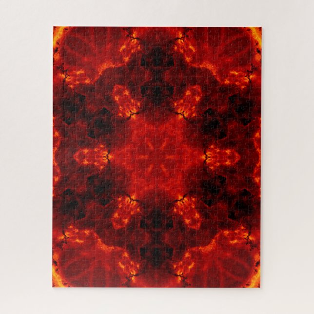 Flaming Snowflake Orange Gradient Kaleidoscope Jigsaw Puzzle (Vertical)