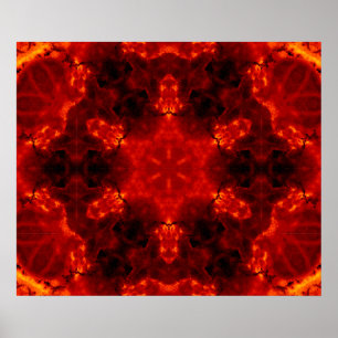 Flaming Snowflake Orange Gradient Kaleidoscope Poster
