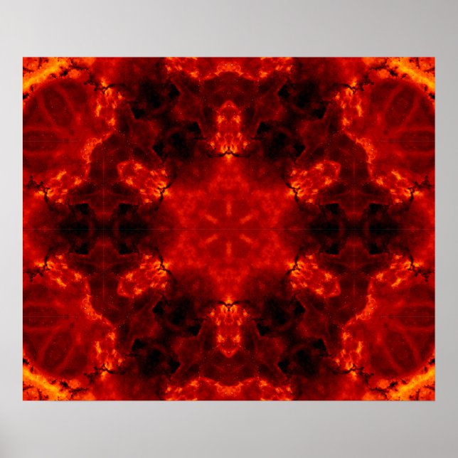 Flaming Snowflake Orange Gradient Kaleidoscope Poster (Front)