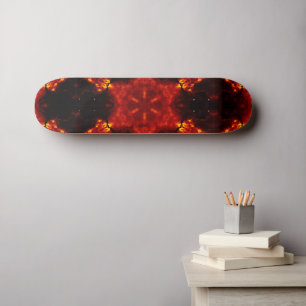 Flaming Snowflake Orange Gradient Kaleidoscope Skateboard