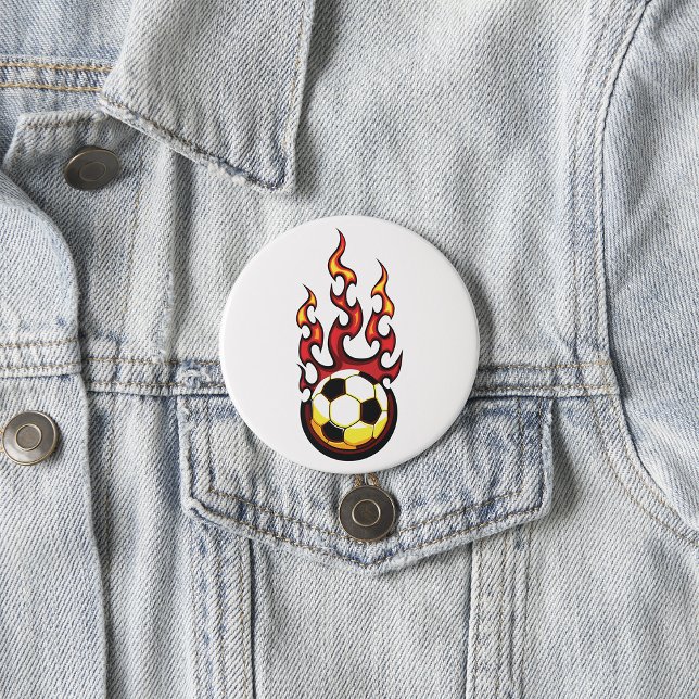 Flaming Soccer Ball Hot Fire Sports 7.5 Cm Round Badge (Creator Uploaded)
