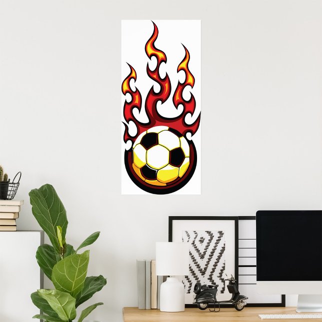 Flaming Soccer Ball Hot Fire Sports Poster (Creator Uploaded)
