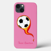Flaming Soccer Ball on Rose Pink Personalised  Case-Mate iPhone Case (Back)