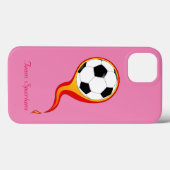 Flaming Soccer Ball on Rose Pink Personalised  Case-Mate iPhone Case (Back (Horizontal))