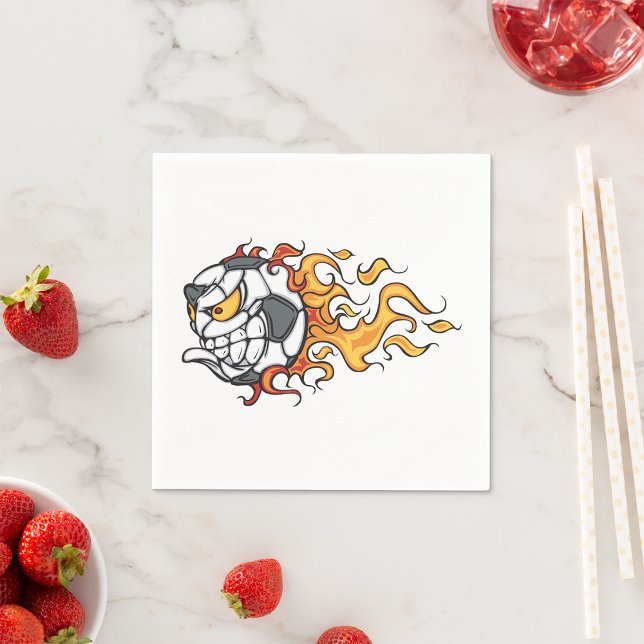 Flaming Soccer Ball Paper Napkins (Creator Uploaded)