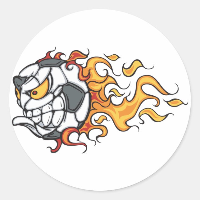 Flaming Soccer Ball Stickers (Front)