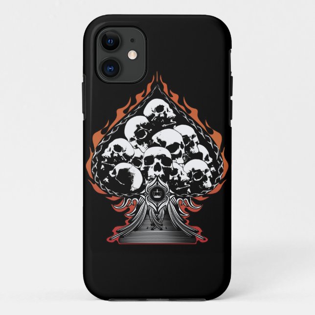 Flaming Spade with Skulls Case-Mate iPhone Case (Back)