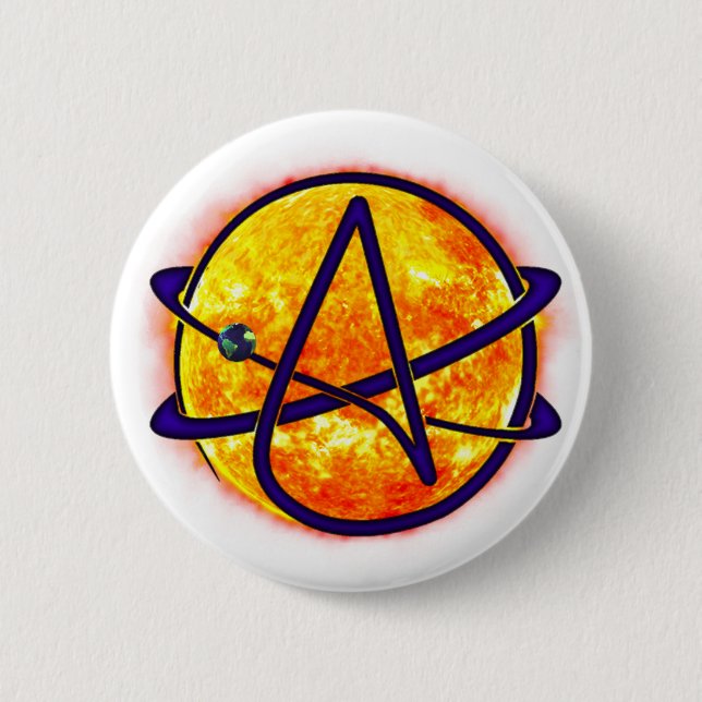 Flaming Sun Atheist Symbol 6 Cm Round Badge (Front)