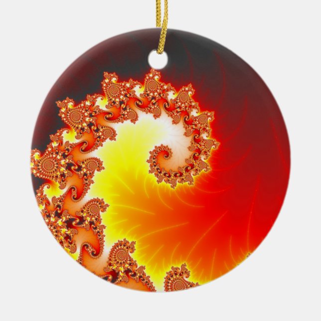 Flaming Tentacle - Fractal Art Ceramic Tree Decoration (Front)