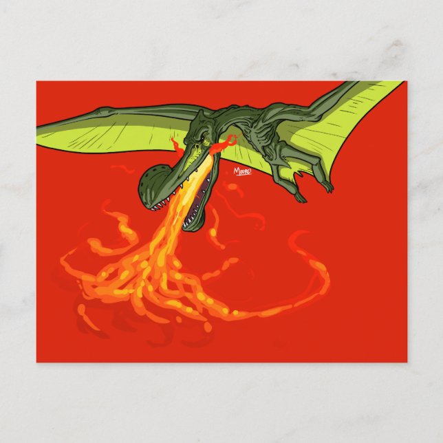 Flaming-throwing Pterodactyl Dinosaur - Sean Moore Postcard (Front)