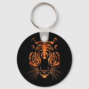 Flaming tiger key ring