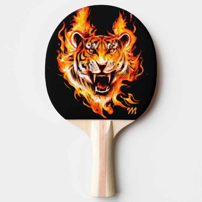 Flaming Tiger Monogram Pickleball Paddle (Front)