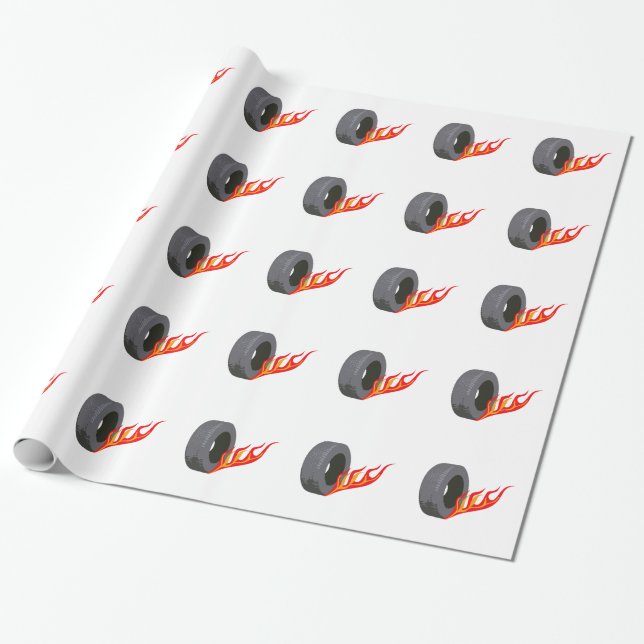 FLAMING TIRE WRAPPING PAPER (Unrolled)