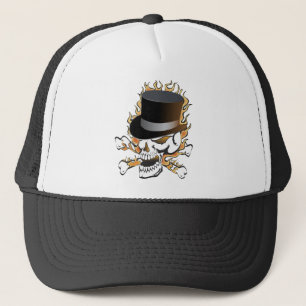 Flaming Top Hat Skull