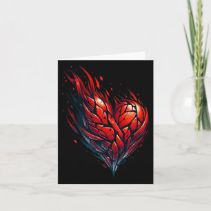 Flaming Valentine Red Heart On Fire Card