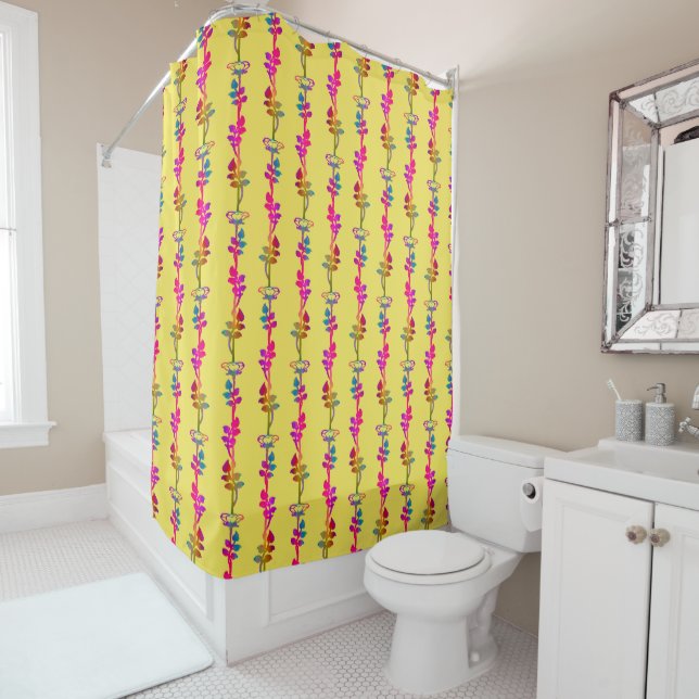 Flaming Vines Summer Shower Curtain (In Situ)