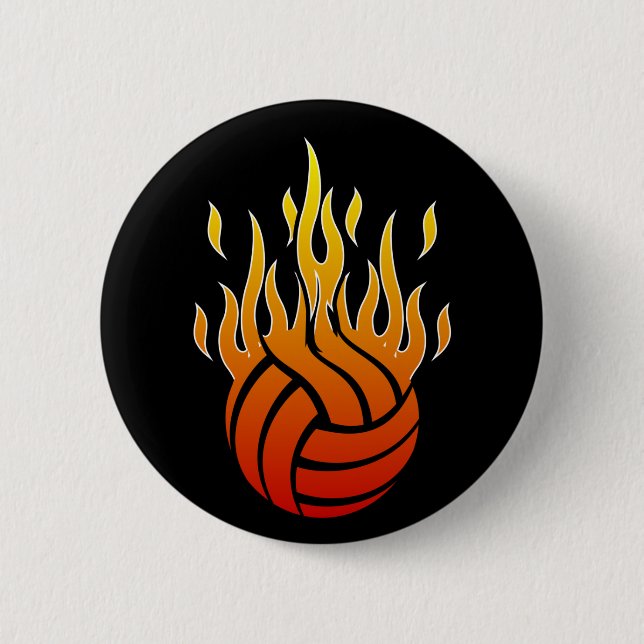 Flaming Volleyball Button (Front)