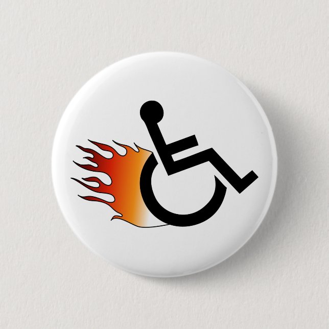 Flaming Wheelchair 6 Cm Round Badge (Front)