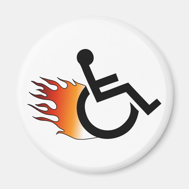 Flaming Wheelchair Magnet (Front)