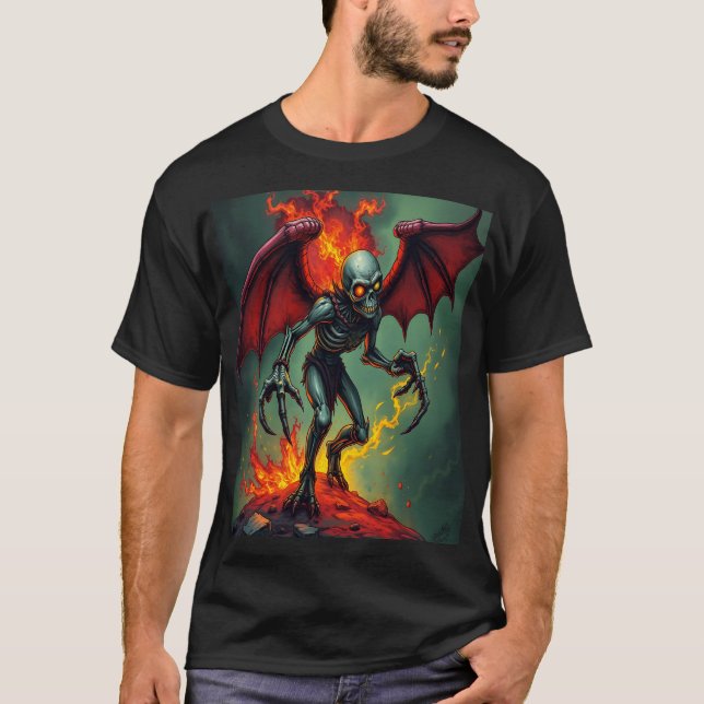 Flaming Winged Demon T-Shirt (Front)