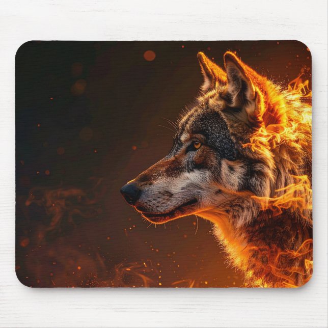 Flaming wolf mouse pad (Front)