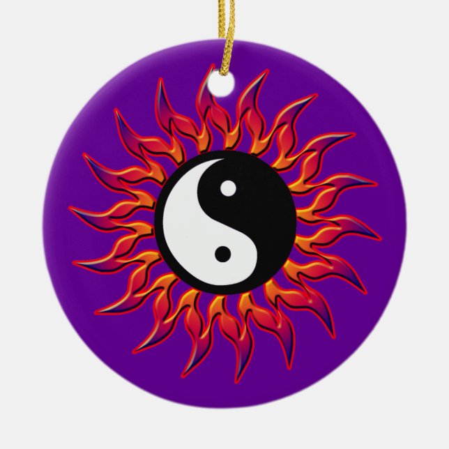 Flaming Yin Yang Sun Ornament (Front)