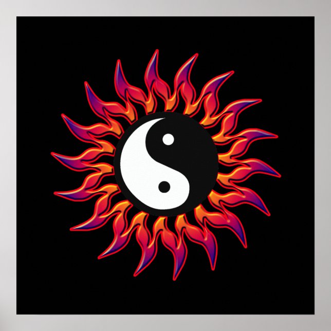 Flaming Yin Yang Sun Poster (Front)